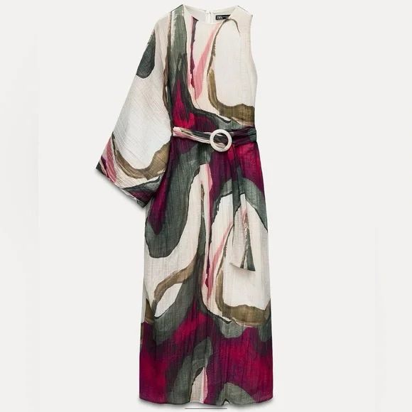 Zara Asymmetrical Multicolor Maxi Dress - Picture 4 of 7